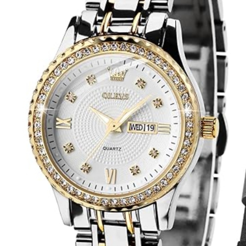 Nwt Olevs Womens Watch With Date Silver Stainless Steel Luxury